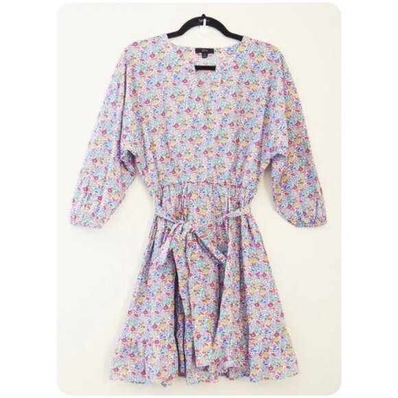 J. Crew Dresses & Skirts - !! J. Crew Ditsy Floral Dolman Sleeve Waist-tie Dress sz S